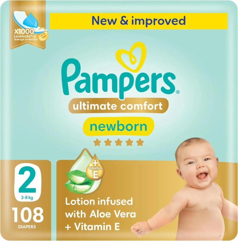 بامبرز حفاضات التيميت كومفورت مقاس 2 عبوة التوفير الكبير 108 حفاضة