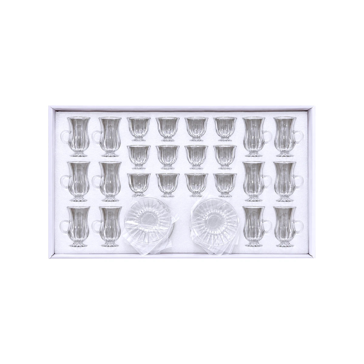 36-piece glass coffee cup and tea glass set with saucers