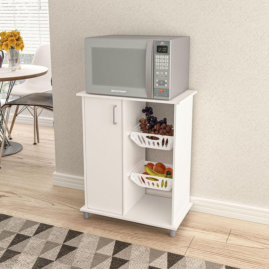 Kitchen cabinet with baskets and shelves, white color