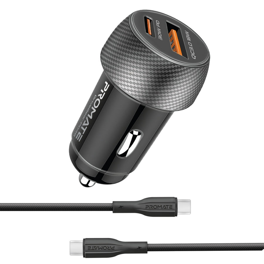 شاحن سيارة سريع بقوة 48W مع USB-C PD بقوة 30W