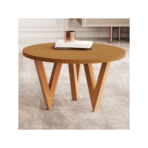طاولة وسط دائرية خدمة لغرف المعيشة والمنزل لون بني طبيعي