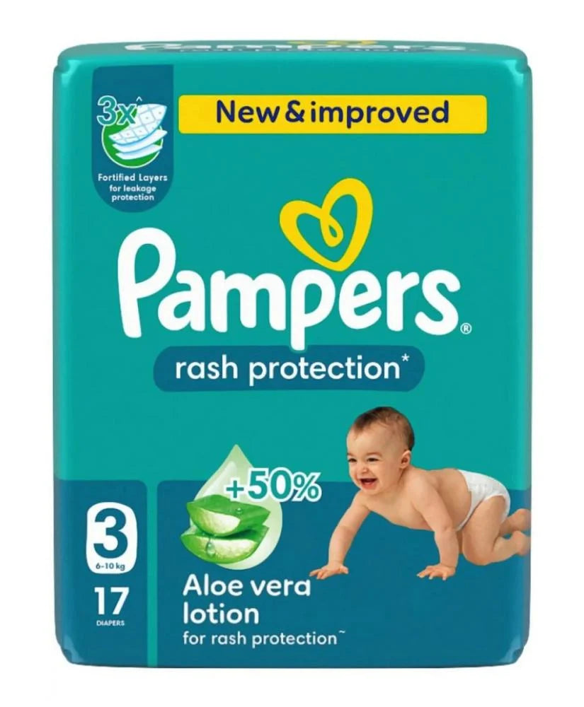 بامبرز حفاضات للاطفال بشريط لاصق للحماية من الطفح الجلدي مقاس (3) 17 حفاضة