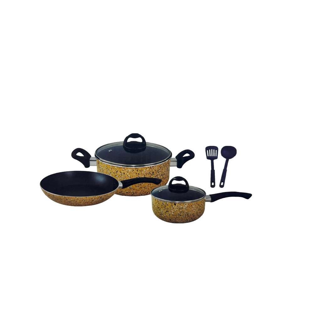 ترست طقم قدور المنيوم 7 قطعة اصفر