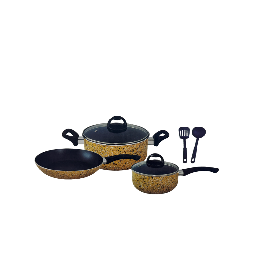 ترست طقم قدور المنيوم 7 قطعة اصفر