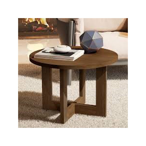 طاولة قهوة دائرية صغيرة لغرف المعيشة والمنزل لون بني طبيعي