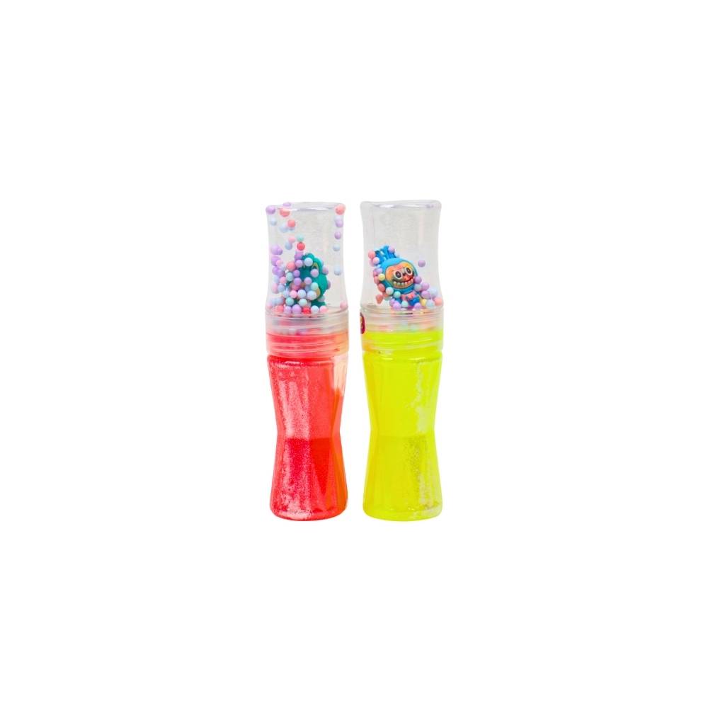Colorful slime with foam balls and a cartoon character