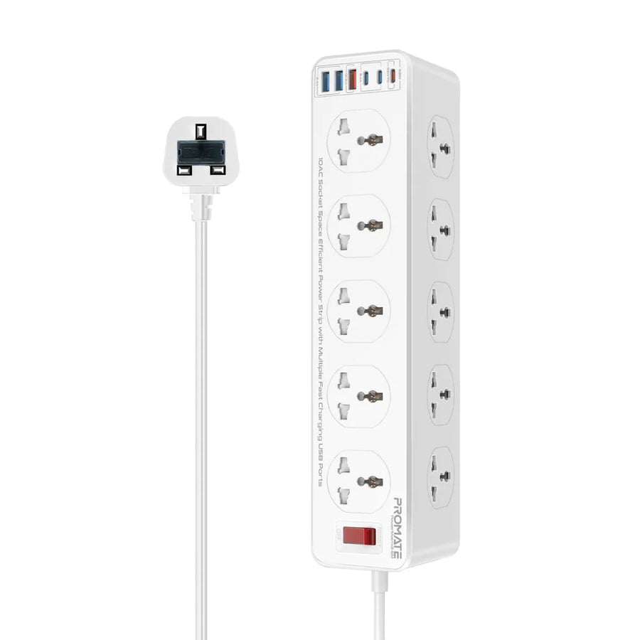 مشترك كهربائي بقدرة ‎2500W‎ مع ‎10‎ منافذ كهربائية و‎6‎ منافذ USB