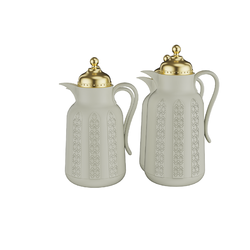 مستربراند طقم ترمس شاهي وقهوة رمادي0.7+1 لتر