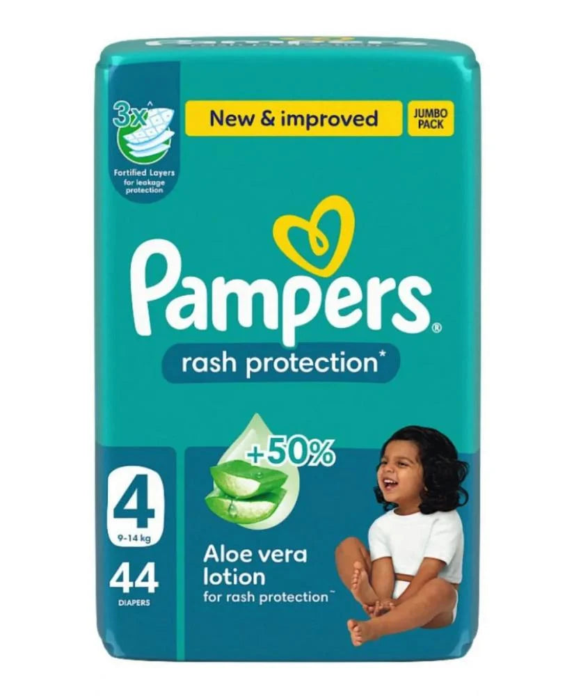 بامبرز حفاضات للاطفال بشريط لاصق للحماية من الطفح الجلدي مقاس 4 عبوة الجامبو 44 حفاضة