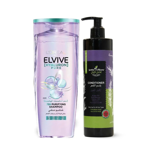 مجموعة شامبو وبلسم لتنقية فروة الرأس وترطيب اطراف الشعر