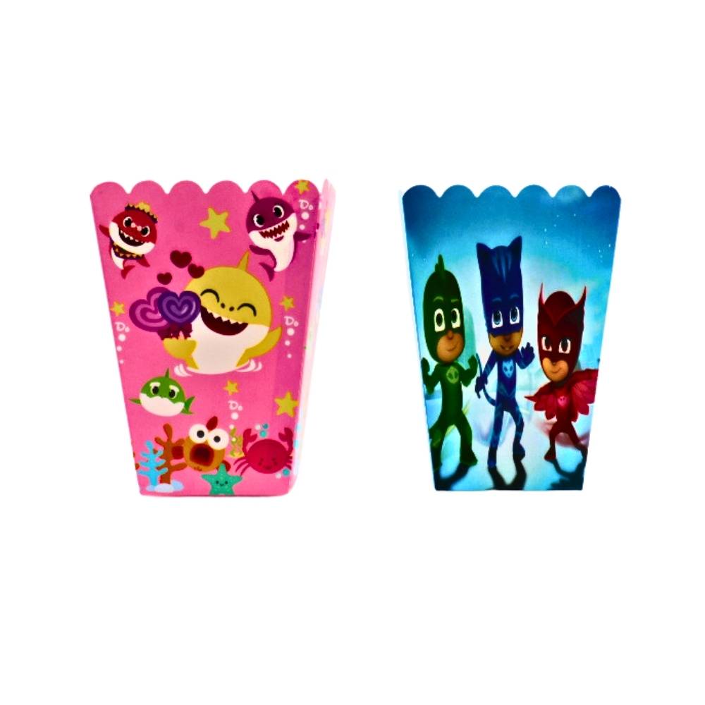 علب فشار كرتونية بشخصيات أطفال