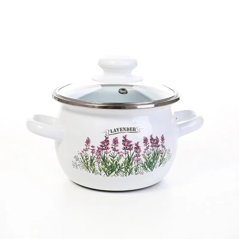 قدر غضار اوكراني بغطاء زجاج 1.5 لتر