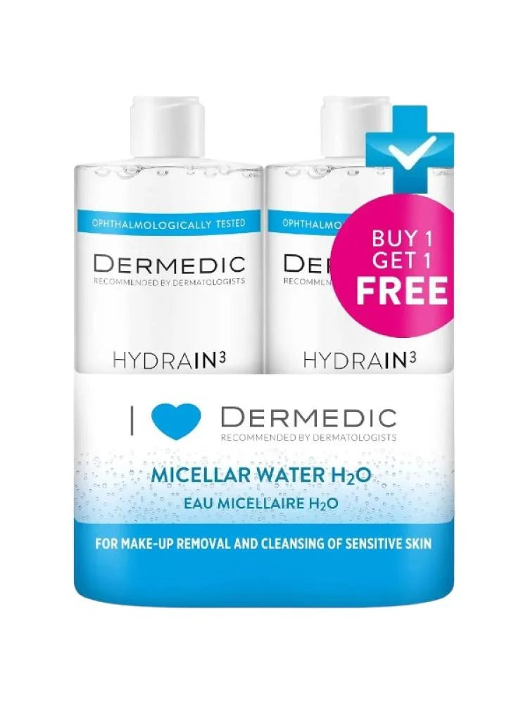 Dermedic Micellar Water H2O Cleanser and Makeup Remover - 1+1 Free