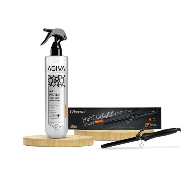 مجموعة تصفيف الشعر - فير اوكيما مع بخاخ حماية الشعر من الحرارة حتى 230