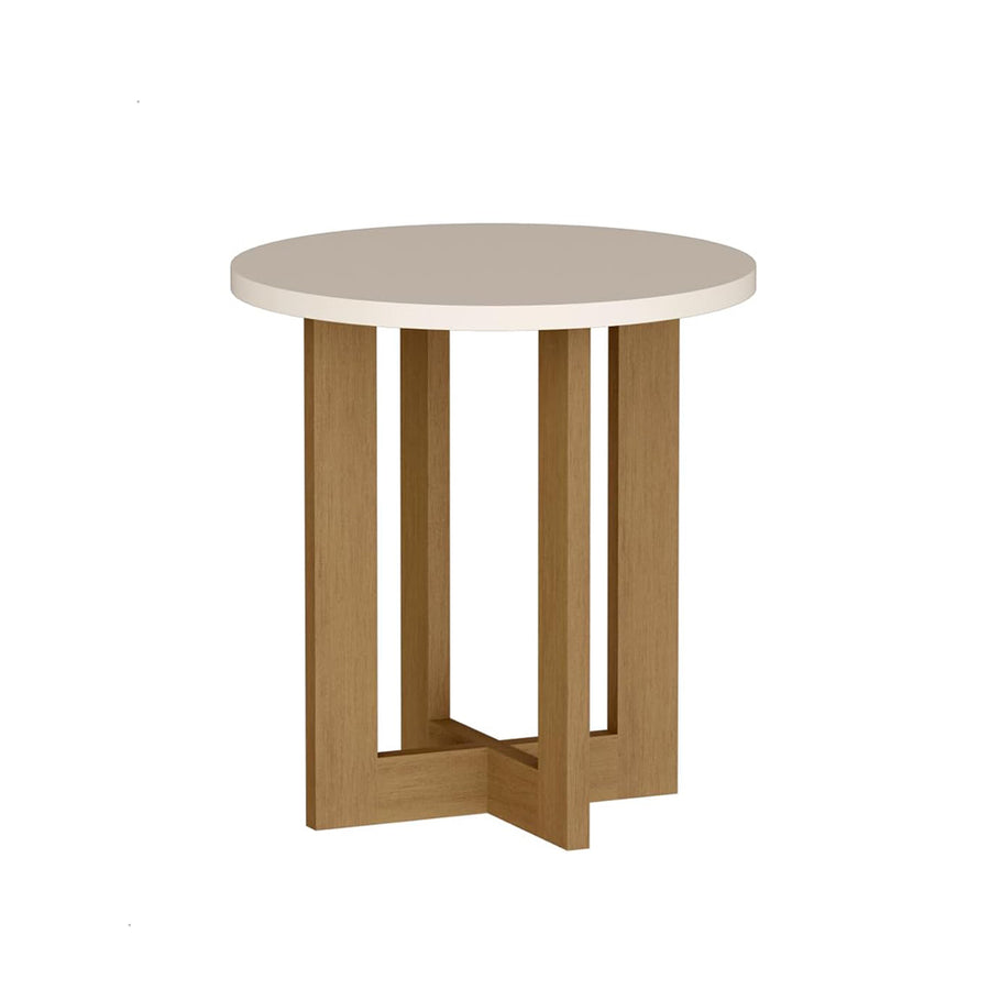 طاولة قهوة دائرية خدمة صغيرة لغرف المعيشة والمنزل لون ابيض