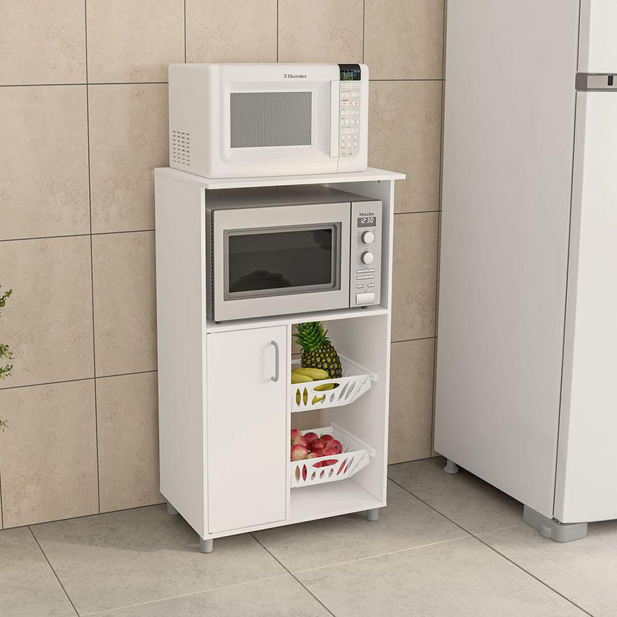 خزانة مطبخ جانية مع  رف للمكرويف لغرف المطمبخ والمنزل لون ابيض