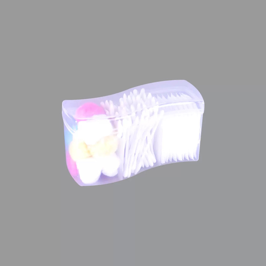 اعواد قطن للاذن بلاستيك +قطن مربعات علبة 3*1