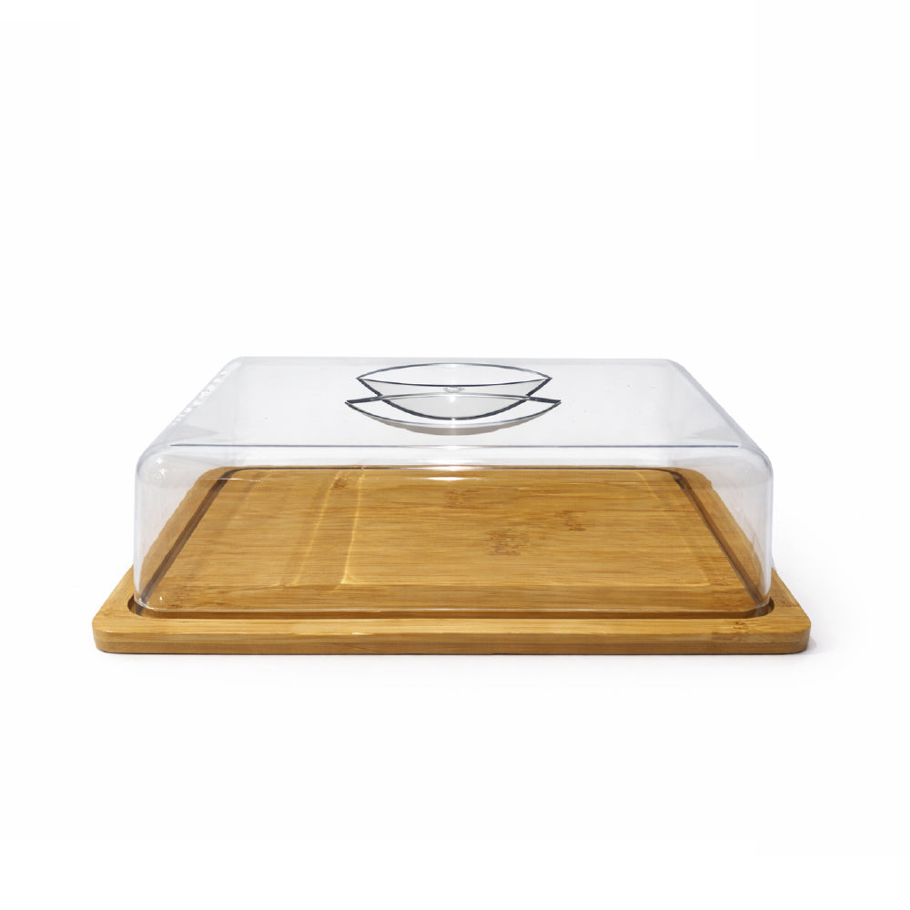 Forhome Rectangular Wooden Cake Stand 24*18.0*7.5