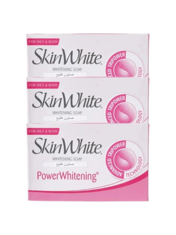 صابونة تفتيح الوجه والجسم باور وايتنينج من سكن وايت - 3×125 جرام