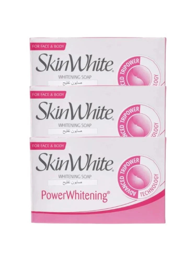 صابونة تفتيح الوجه والجسم باور وايتنينج من سكن وايت - 3×125 جرام