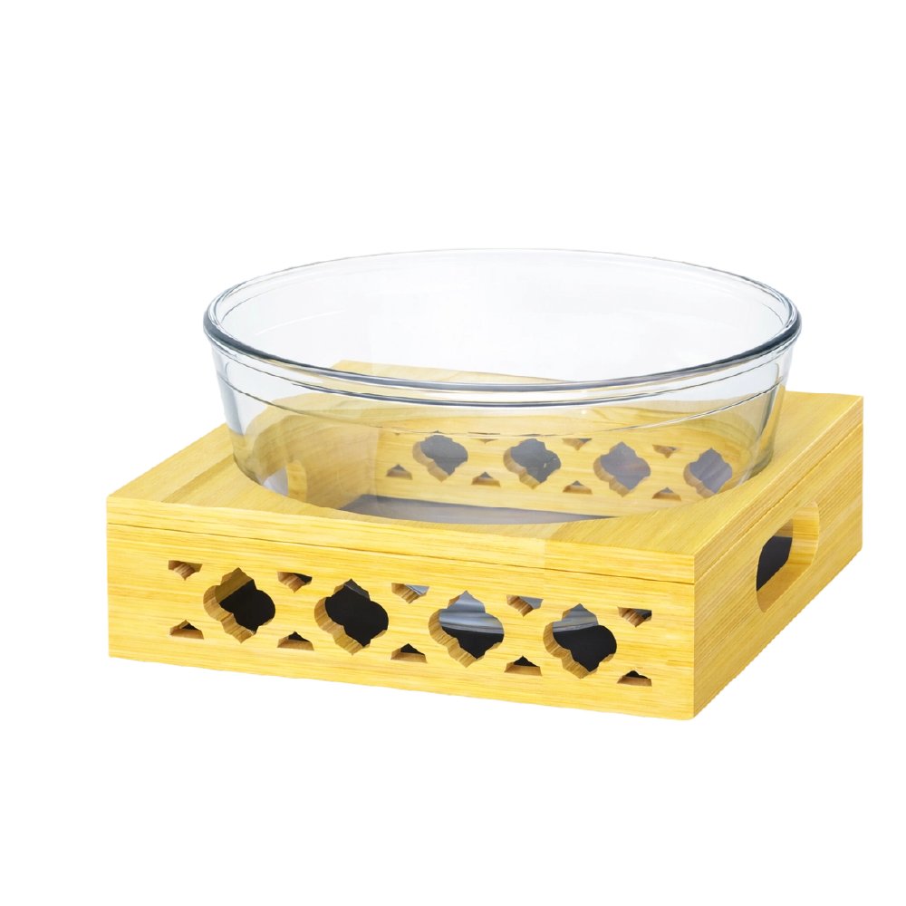 رويال زبدية زجاج بقاعدة خشب 2لتر