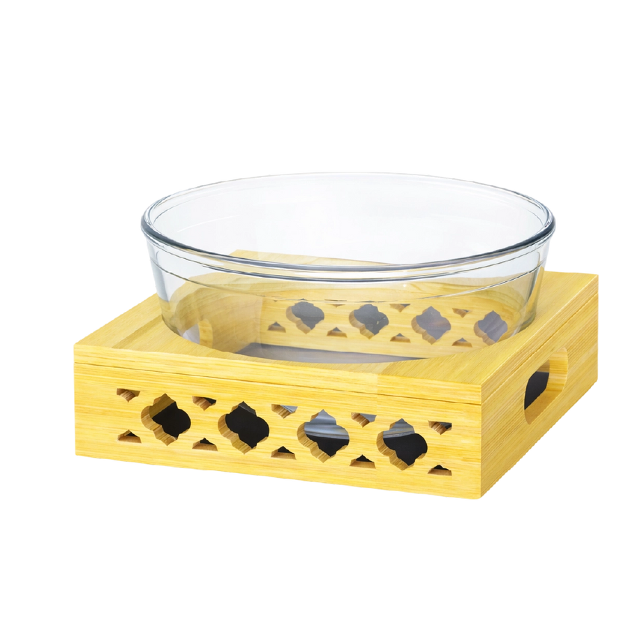 رويال زبدية زجاج بقاعدة خشب 2لتر