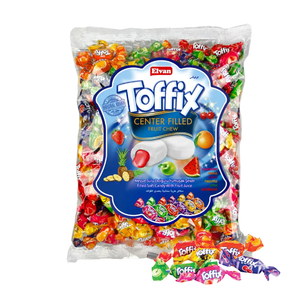 Toffee Fix candy in assorted fruit flavors. 800g