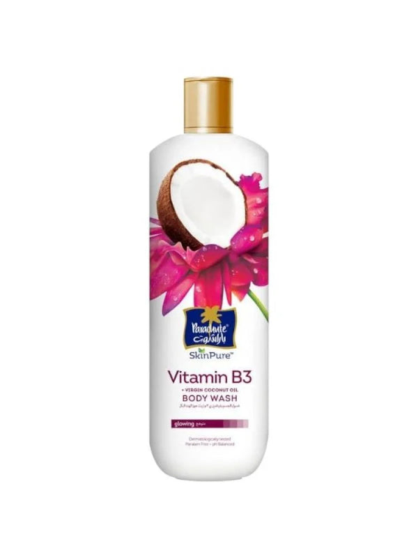 غسول الجسم سكين بيور للنضارة بفيتامين B3 وزيت جوز الهند من باراشوت - 400 مل