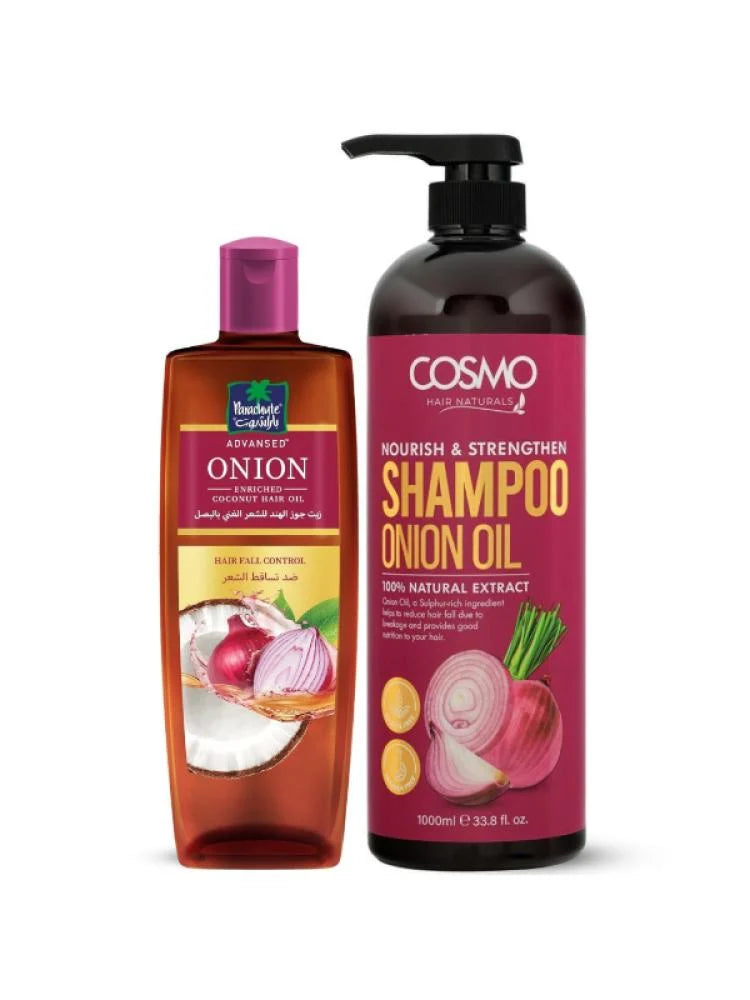 مجموعة البصل لتقوية الشعر ومكافحة التساقط ( شامبو 1000 مل + زيت 300 مل)