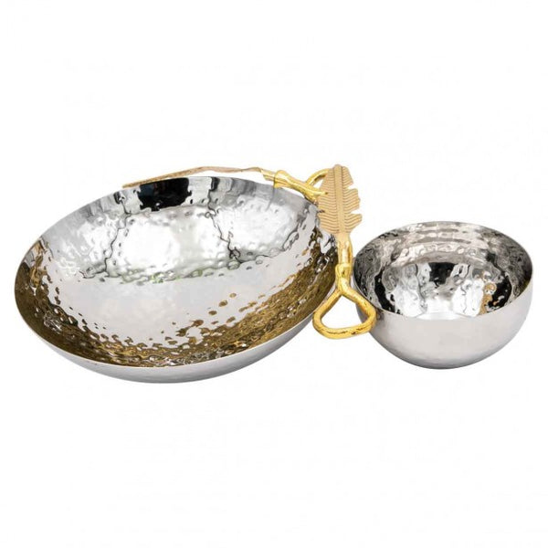 Indian stainless steel double plate, length 26 cm, depth 5 cm 