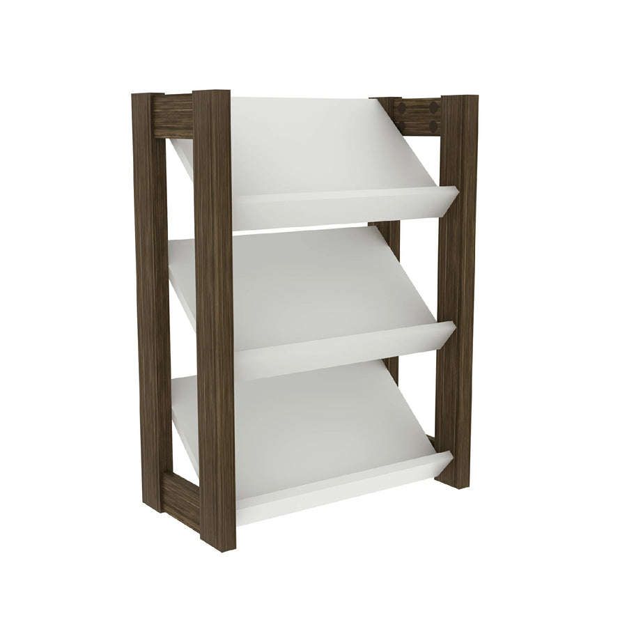 حامل احذية مودرن 3 مستويات لغرف المعيشة والمنزل لون ابيض/بني