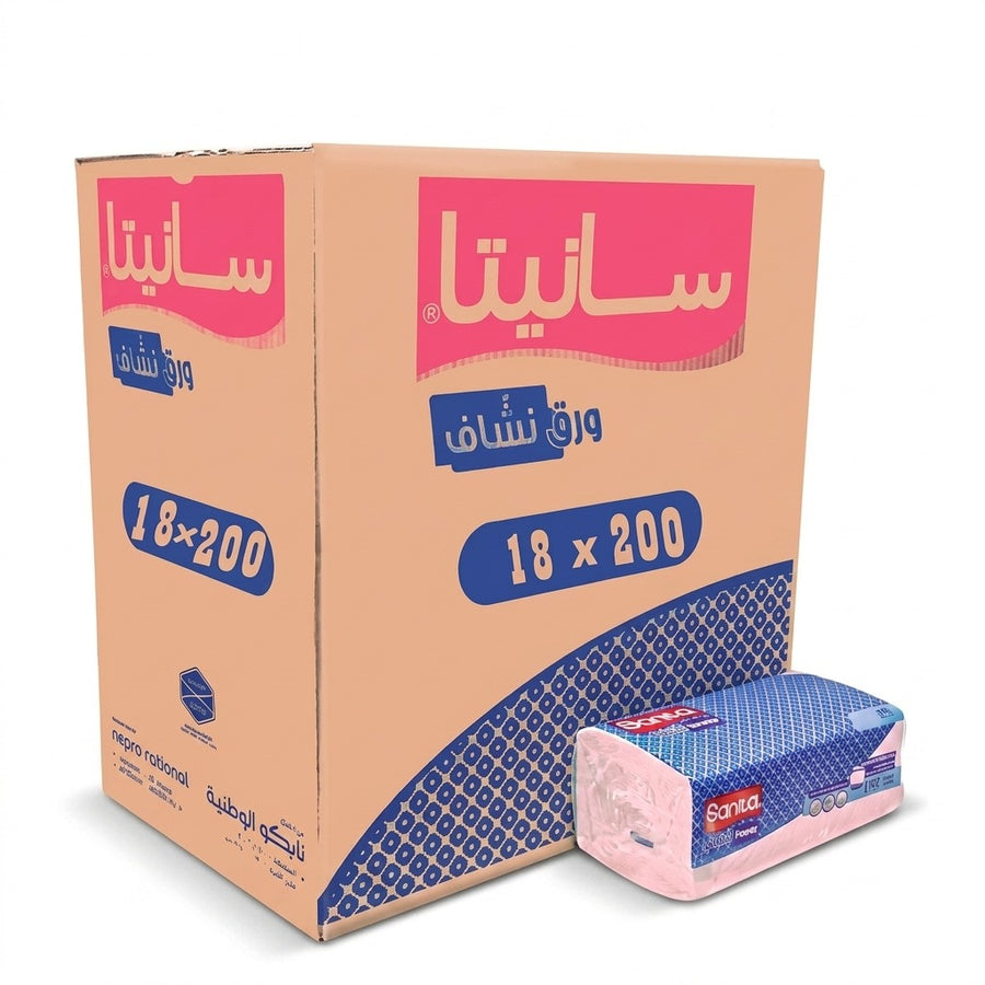 سانيتا مناشف انتر فولد 200 ورقه 18 باكت - كرتون