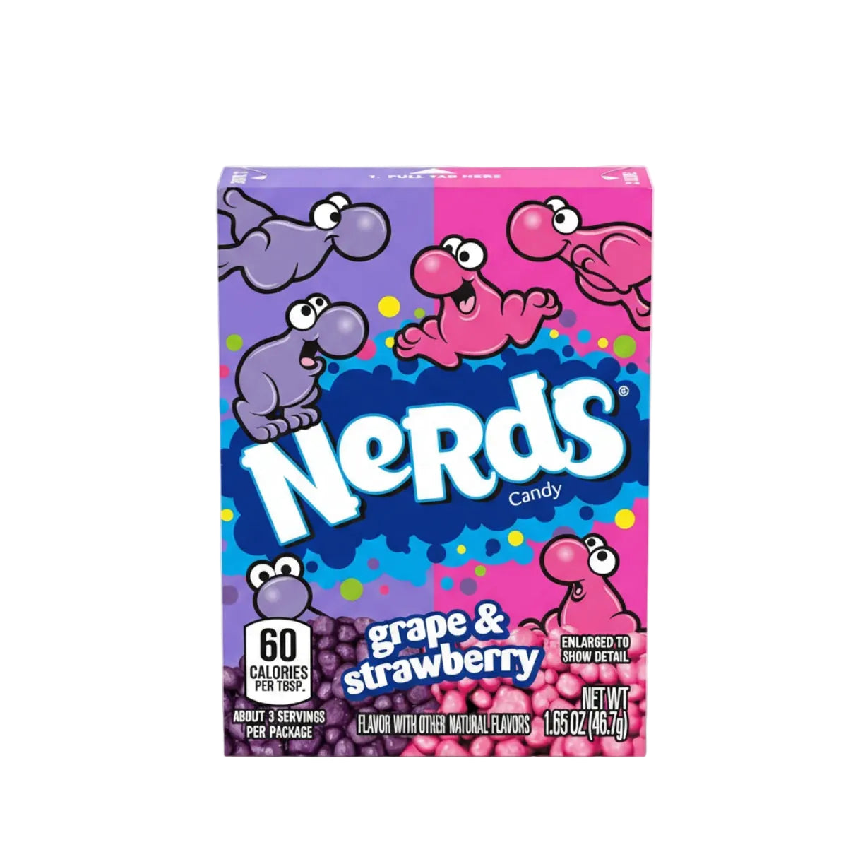 علبة حلوى نيردز (Nerds) بنكهة العنب والفراولة.