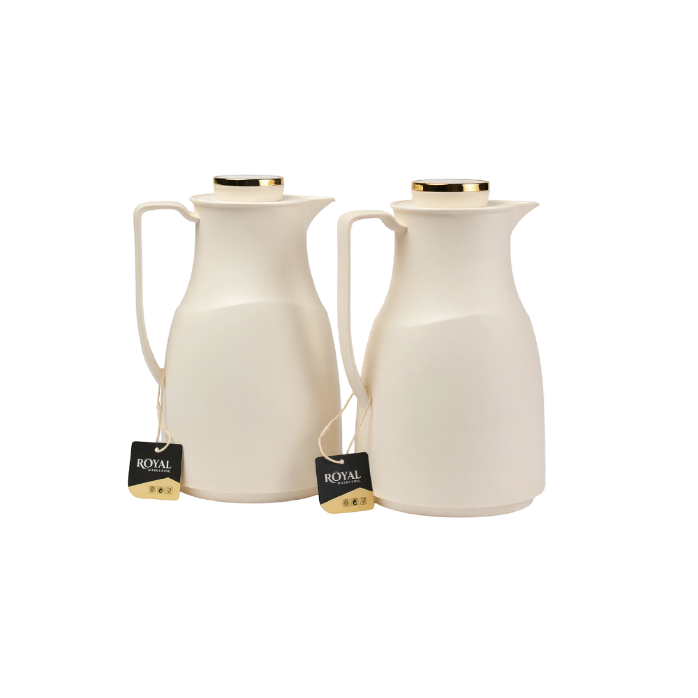 Royal Plastic Tea and Coffee Thermos Set, 1 Liter, 2 Pieces