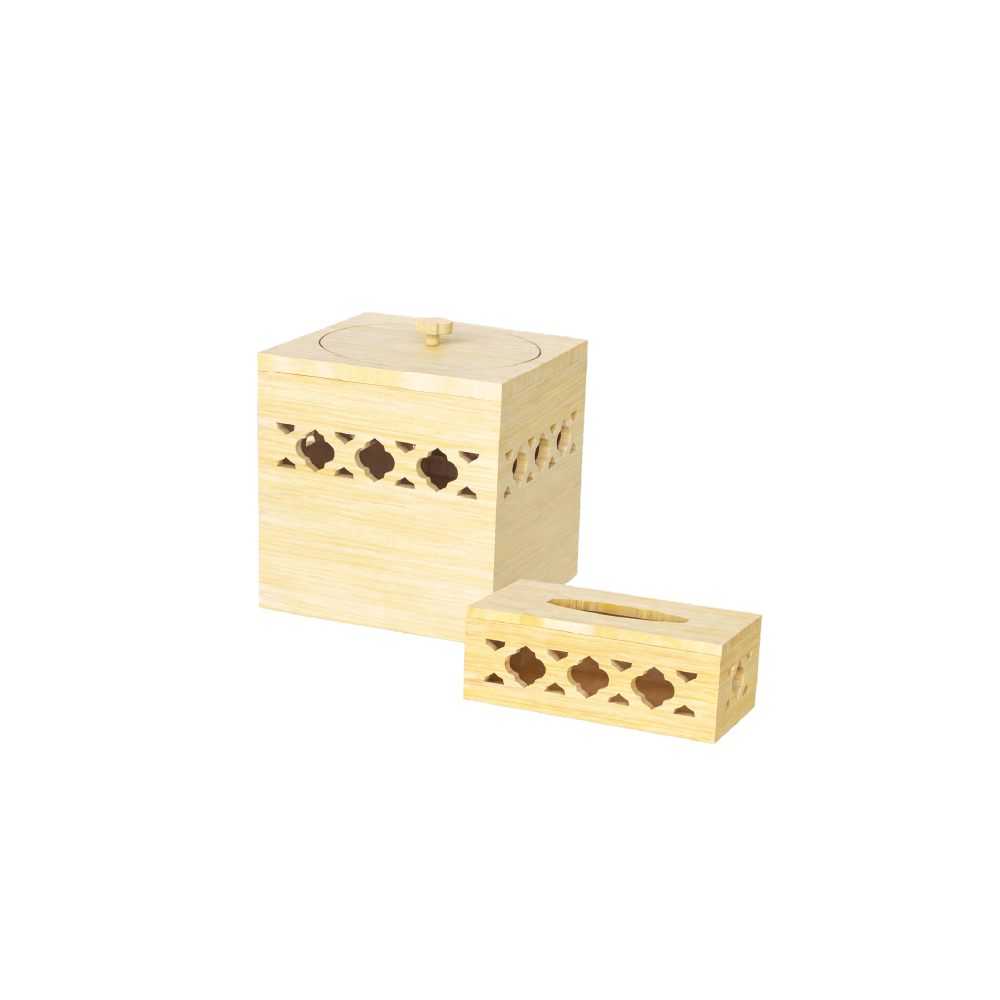 Royal Wooden Trash Can and Tissue Box Set