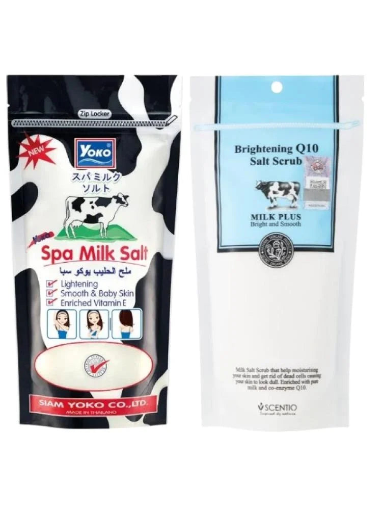 मिल्क सॉल्ट एक्सफ़ोलिएटिंग और ब्राइटनिंग सेट - 2 पीस | 600 ग्राम