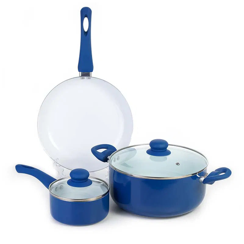 طقم قدور سيراميك 6 قطع ازرق