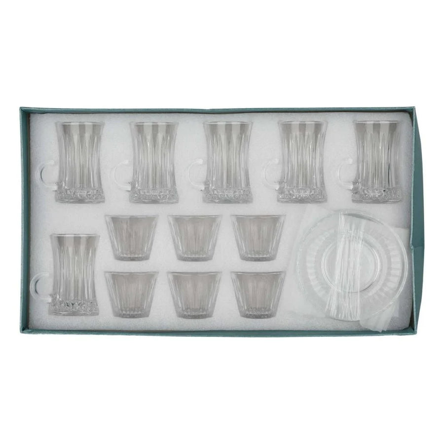 طقم بيالات وفناجيل 18 قطعة مخطط