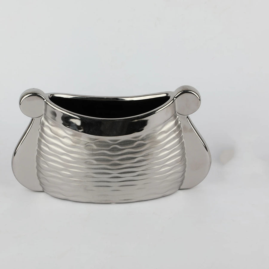 فازة فضي سيراميك مقاس 12 ارتفاع