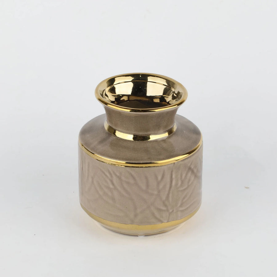 فازة ذهبي سيراميك مقاس 16 ارتفاع