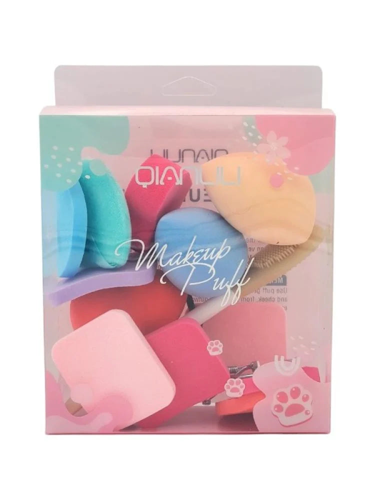 ब्यूटी सिस्टम मेकअप स्पंज सेट, आईलैश फ्लैप और सिलिकॉन ब्रश के साथ