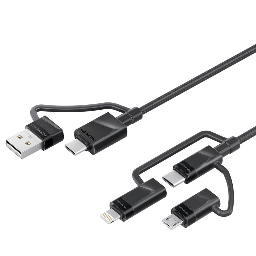 كابل PentaPower المتطور 6 في 1 للشحن ونقل البيانات - أسود