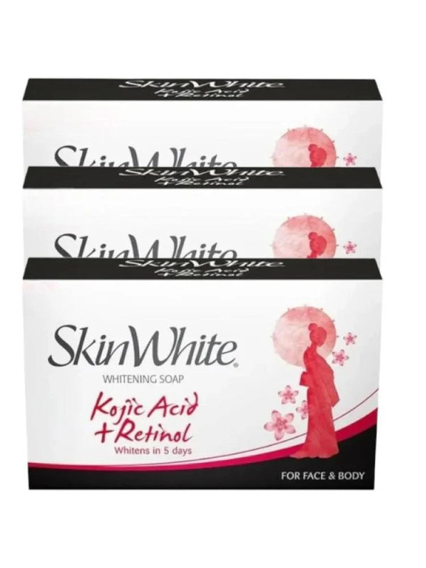 صابون تفتيح البشرة بحمض الكوجيك والريتينول من سكين وايت - 3×90 جرام