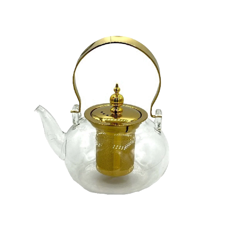 Forhome 1000ml Gilded Glass Teapot