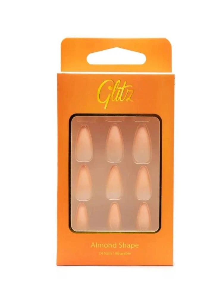 اظافر صناعيه لصق ذاتي رقم 19 برتقالي متدرج لامع من جليتز - 24حبه
