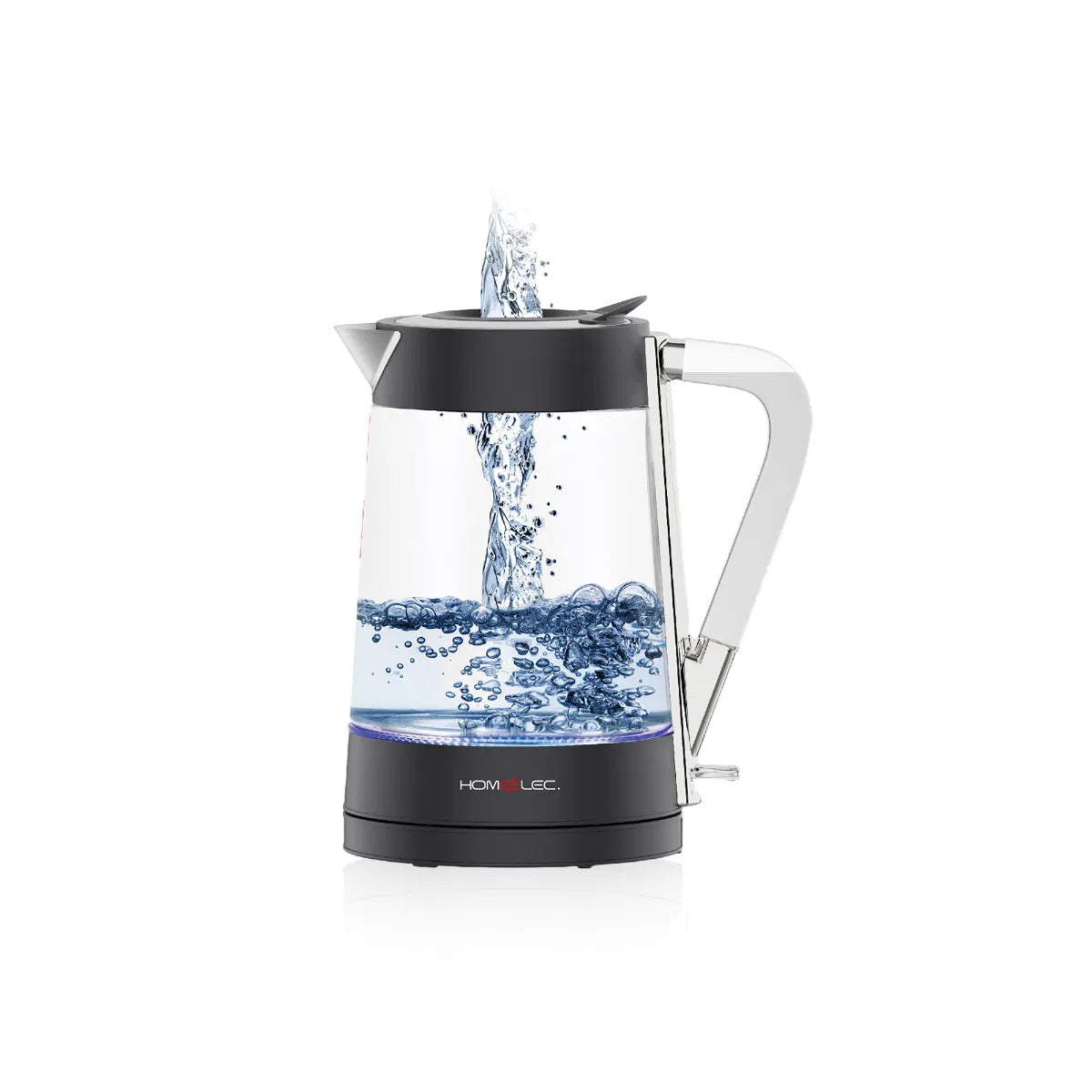 غلاية ماء هوم إلك زجاج مع غطاء سهل التعبئة 1.7 لتر 2200 واط رمادي
