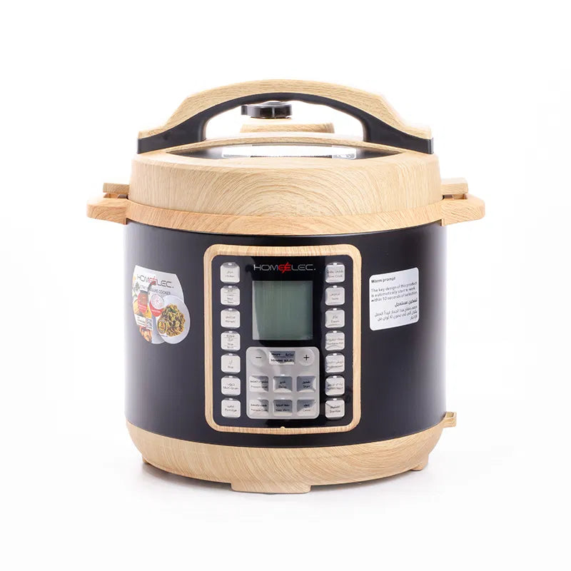 Home Elc 6L 1000W Electric Pressure Cooker, Light Wood