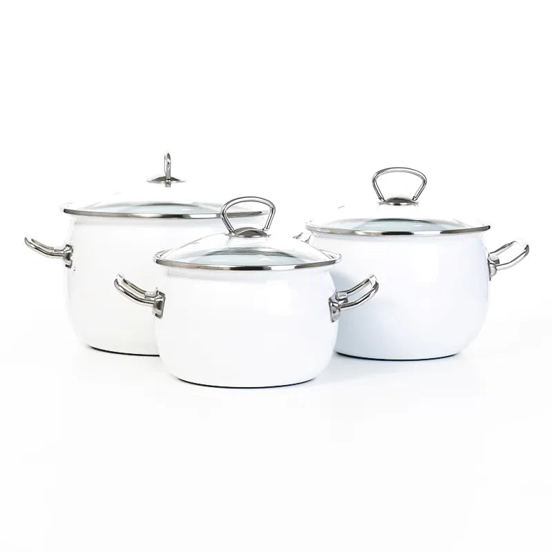 طقم قدور غضار أوكراني أبيض