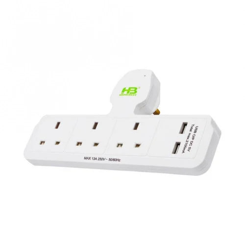 HOMEBEST EXTENSION CORD 4SOCKET 13A WHITE AU213USB