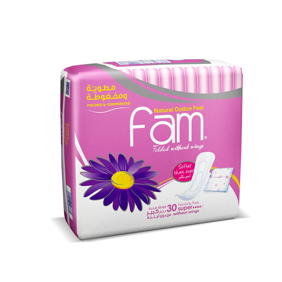 فام فوط صحية حجم كبير بدون أجنحة 30 قطعة